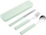 3-Piece Children Utensils Set 18/8 Stainless Steel Child Flatware Set Silverware Spoon Fork Chopstick Set with Travel Case for Kids Lunch Box