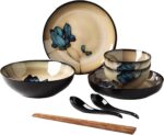 Top Porcelain China Dinnerware Set, Stoneware&Ceramic Dinnerware Sets,Ceramic Cookware Tableware Set Includes Dinner China Plates|Chinese Spoons|Pasta Bowls|Soup Pot|Chopsticks (9PCS * 2-person Set)