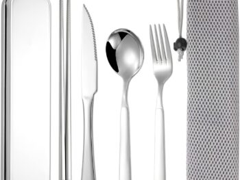 316 Stainless Steel Travel Utensils Set with Case - Food Grade Reusable Cutlery for Work, Camping, Picnic, Lunch Box - Include Fork, Knife, Spoon, Chopsticks